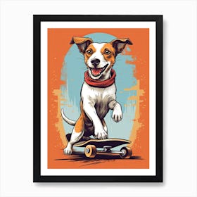 Jack Russell Terrier Dog Skateboarding Illustration 3 Art Print