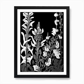 Foxglove Wildflower Linocut Art Print