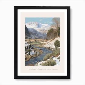 Vintage Winter Poster Snowdonia National Park United Kingdom 3 Art Print