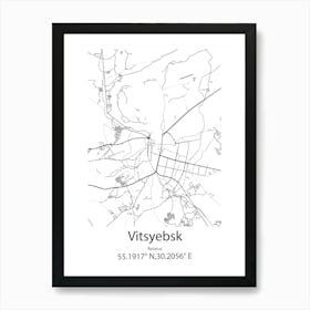 Vitsyebsk,Belarus Minimalist Map Art Print