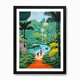 Painting Of A Dog In Royal Botanic Garden, Kandy Sri Lanka In The Style Of Matisse 03 Art Print