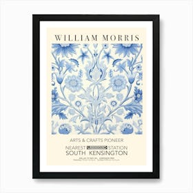 William Morris Print Exhibition Poster Blue Strawberry Thief Art Print