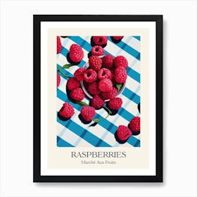 Marche Aux Fruits Raspberries Fruit Summer Illustration 3 Art Print