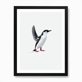 Penguin B&W Pencil Drawing 2 Bird Art Print