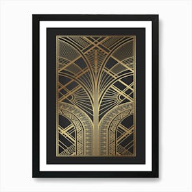 Art Deco Pattern 2 Black and Gold 1 Art Print