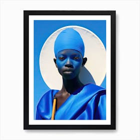 African Cosmic Elegance: Futurist Fashion Art Print