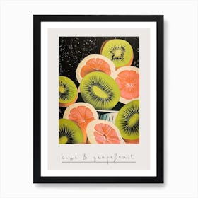 Art Deco Kiwi & Grapefruit Poster Art Print