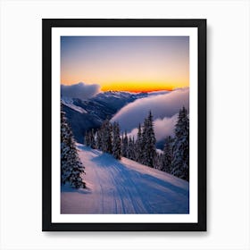 Val Thorens, France 2 Sunrise Skiing Poster Art Print