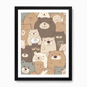 Bears Kawaii Illustration 4 Art Print