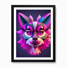 3d Wolf Head Art Print