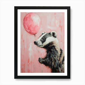 Cute Badger 4 With Balloon Art Print