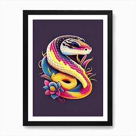 Western Hognose 1 Snake Tattoo Style Art Print
