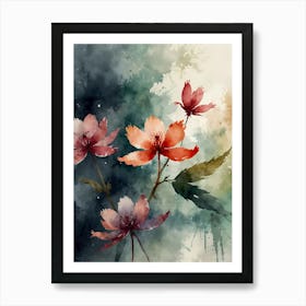 Watercolor Of Flowers 2 Art Print