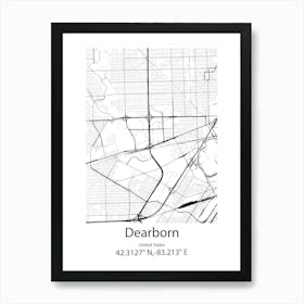 Dearborn Heights,United States Minimalist Map Art Print