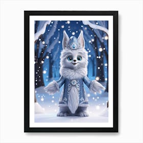 A Bubo The Silver Fox Like Creature From Old European Folklore Strikes A Festive Pose In The Middl (4) Art Print