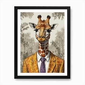 Giraffe In Suit 9 Art Print