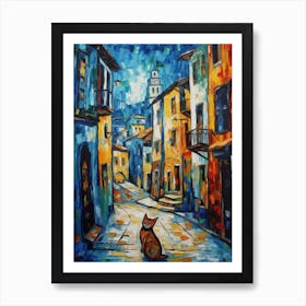 Painting Of Havana With A Cat In The Style Of Expressionism 3 Art Print