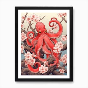 Common Octopus Japanese Style Illustration 2 Art Print