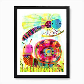 Dragonfly And Snail Art Print