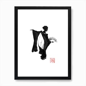 Geisha Black Nude Art Print
