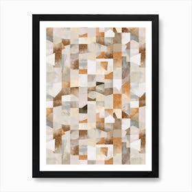 Collage Texture Shapes Gold Art Print