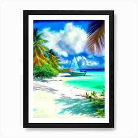 Muri Beach Cook Islands Soft Colours Tropical Destination Art Print