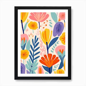 Vibrant Petal Whirl; Whimsical Flower Market Art Print