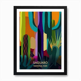 Saguaro National Park Travel Poster Matisse Style 3 Art Print