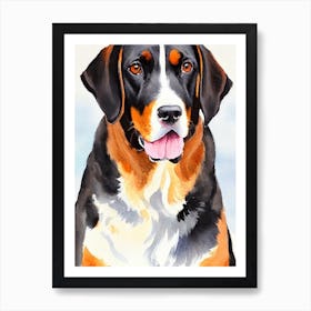 Black And Tan Coonhound Watercolour Dog Art Print