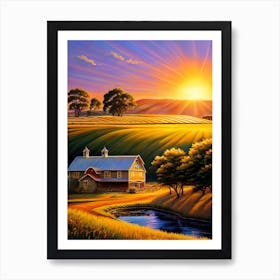 Sunset At The Farm 1 Art Print