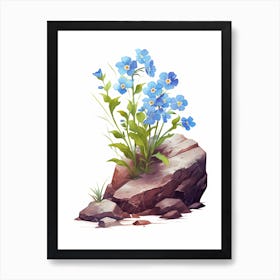 Forget Me Not Sprouting From A Rock (2) Art Print