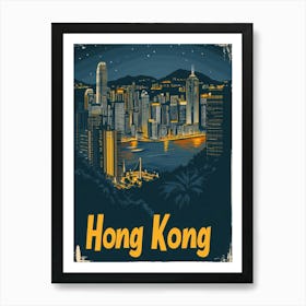 Aihrgdesign A Retro Travel Poster For Hong Kong Featuring The D5639ac5 3c62 4b3c Ab1a A5f4a7c2de7e 1 Art Print