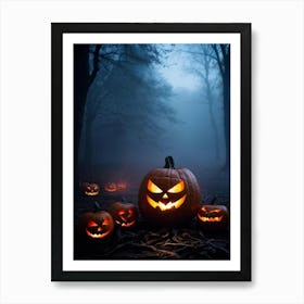 Halloween Pumpkins In The Woods Art Print