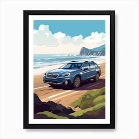 A Subaru Outback In The Pacific Coast Highway Car Illustration 1 Art Print