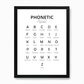 PHONETIC ALPHABET Art Print