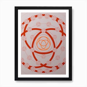 Geometric Abstract Glyph Circle Array in Tomato Red n.0076 Art Print