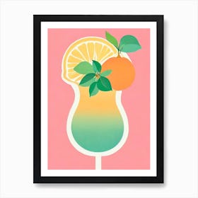 Orange Blossom Retro Pink Cocktail Poster Art Print