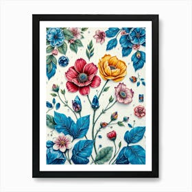 Flowers And Leaves Art Print