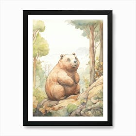 Storybook Animal Watercolour Wombat 3 Art Print