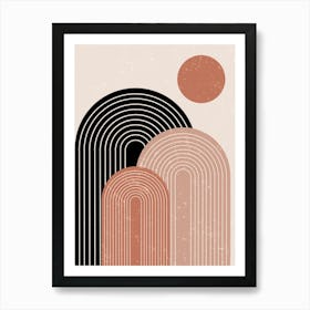 Abstract Geometric Arches Curved Lines Circle Art Print