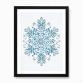 Winter Snowflake Pattern, Snowflakes, Minimal Line Drawing 2 Art Print