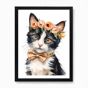 Calico Kitten Wall Art Print With Floral Crown Girls Bedroom Decor (11)  Art Print