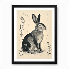 Argente Blockprint Rabbit Illustration 1 Art Print