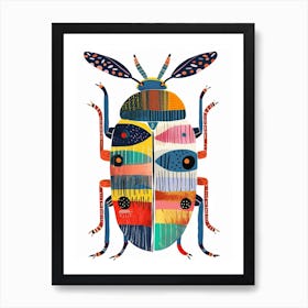 Colourful Insect Illustration June Bug 5 Art Print