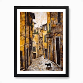 Painting Of Florence With A Cat In The Style Of Gustav Klimt 2 Art Print