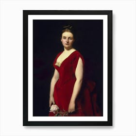 Lady In Red, Dark Moody Vintage Woman Portrait Art Print