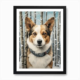 Corgi In The Snow Art Print