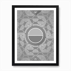 Geometric Glyph Sigil with Hex Array Pattern in Gray n.0125 Art Print