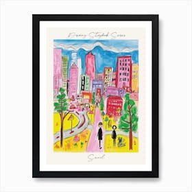 Poster Of Seoul, Dreamy Storybook Illustration 3 Art Print