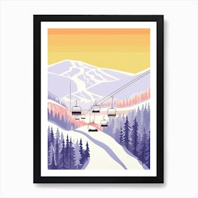 Vail Mountain Resort   Colorado, Usa, Ski Resort Pastel Colours Illustration 0 Art Print